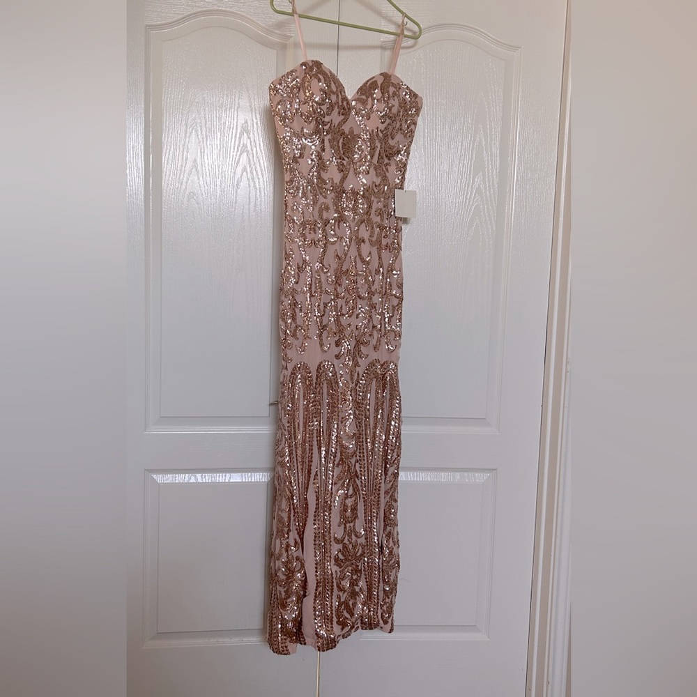 Women's Strapless Rose Gold Dress